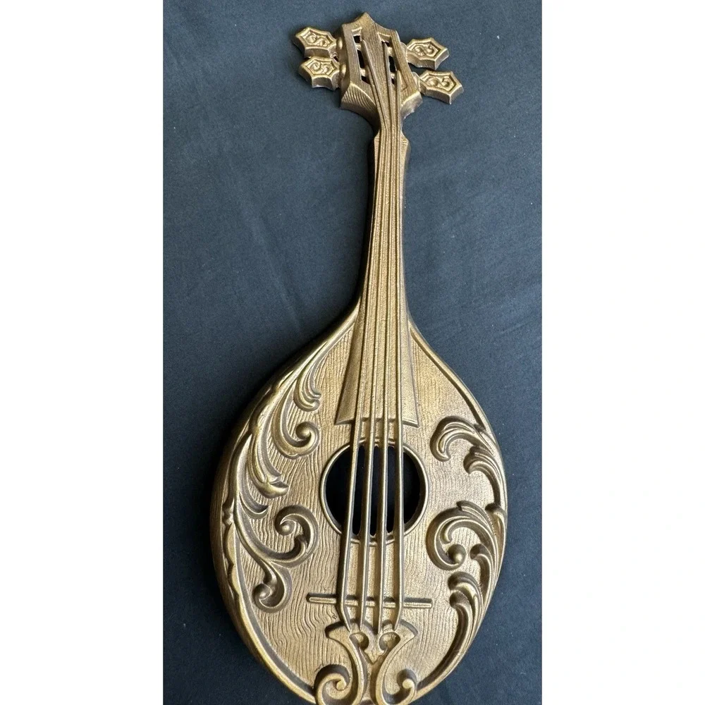 Vintage 70s Sexton Metal Wall Plaques Violin & Mandolin MCM 15